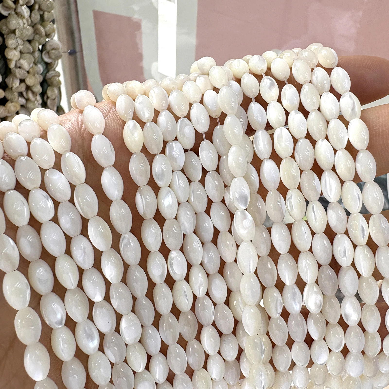 Natural White Shell Coffee Rice Beads Loose Spacer Trochidae Shell Beaded For Jewelry Making Diy Bracelet Necklace Accessories view 4