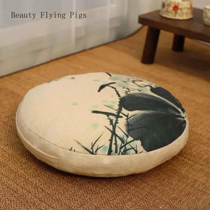 Chinese Linen Cotton Tea Ceremony Worship Buddha Floor Cushions Round Shape Thicken Office Balcony Cushion Tatami Yoga Mat