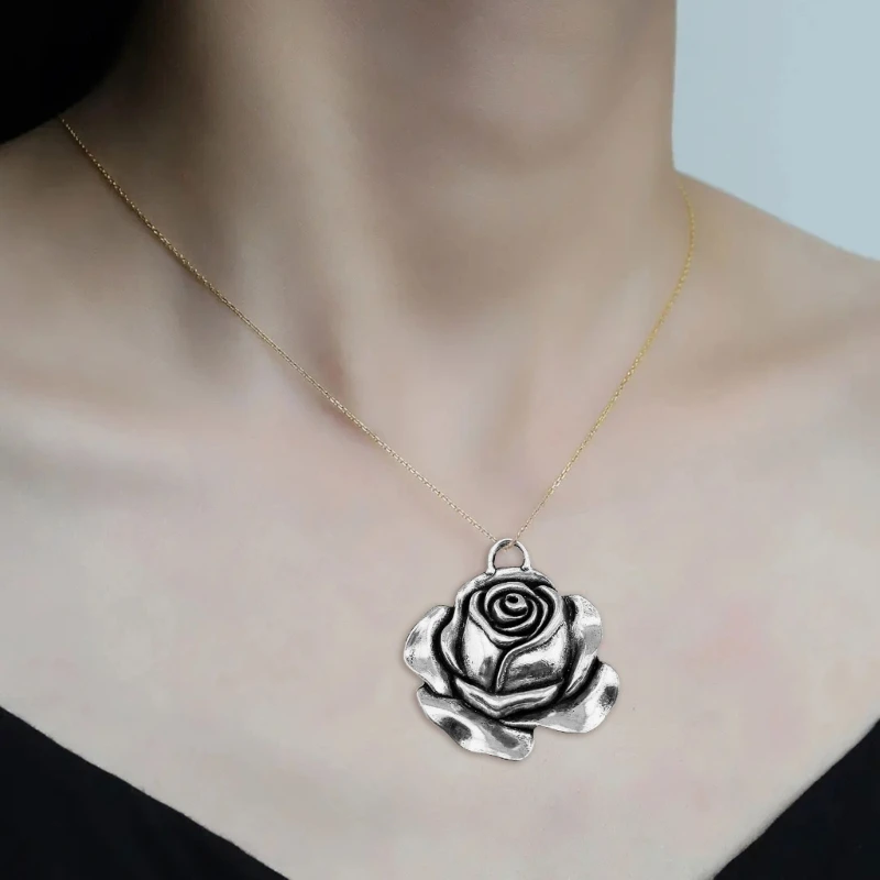 Alloy Rose Flower Charm Flower Bead Pendant DIY Earring Bracelet Necklace Rose Flower Bead for Birthday Valentines Gift