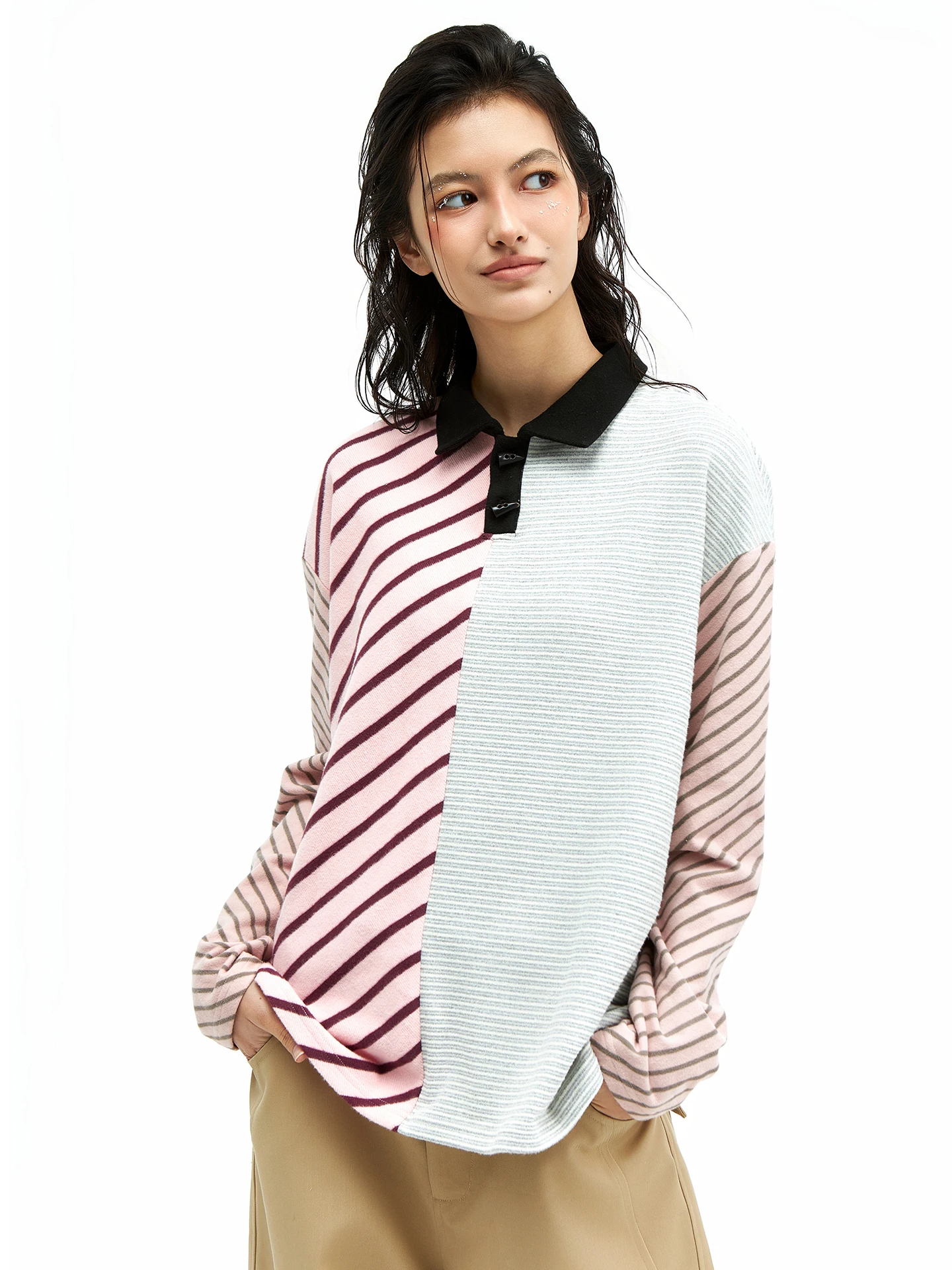 

Женский базовый слой WONESDU Cisas Ne Long Sve T-irt: мягкий полосатый топ для повседневной носки, свободный крой, зима