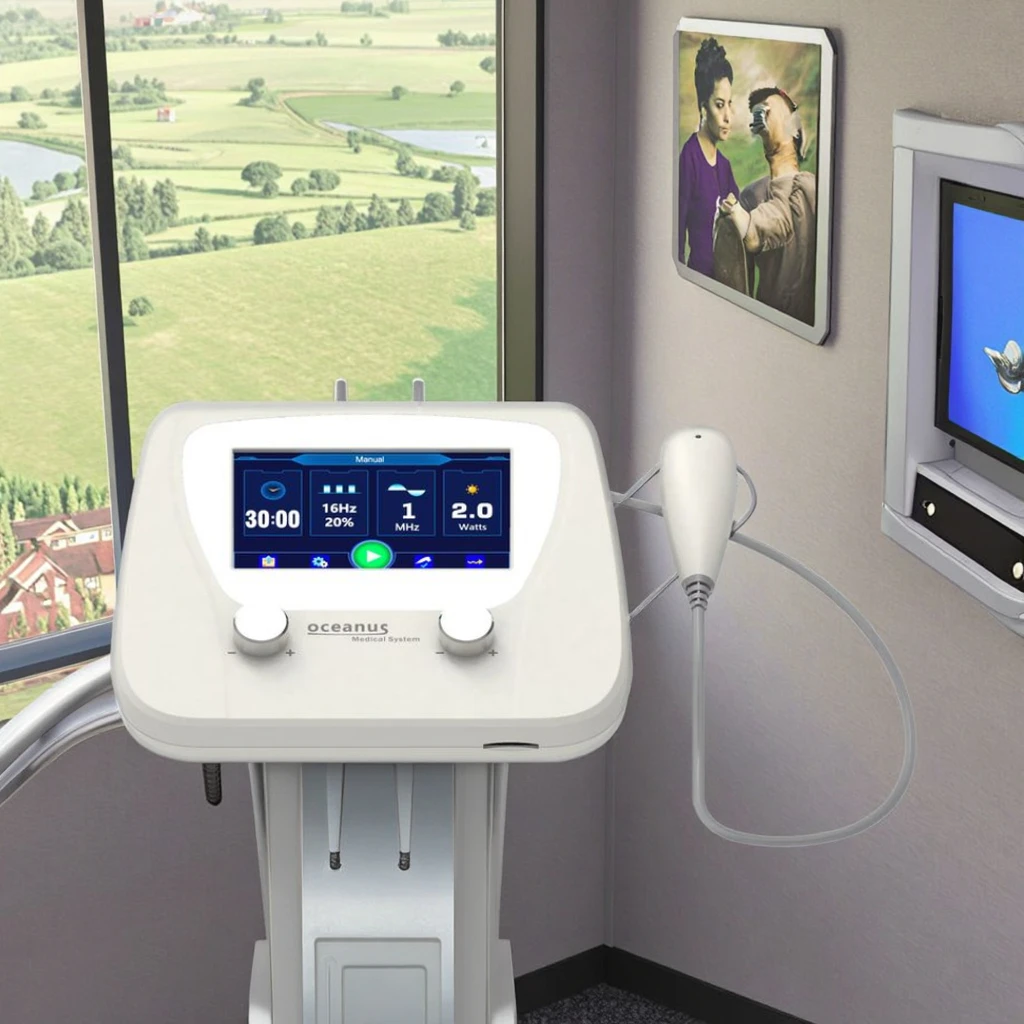 Portable 1 & 3 MHz Medical Therapeutic Ultrasound Machine with LED Light Source for Home Use Pain Relief Physiotherapy Device