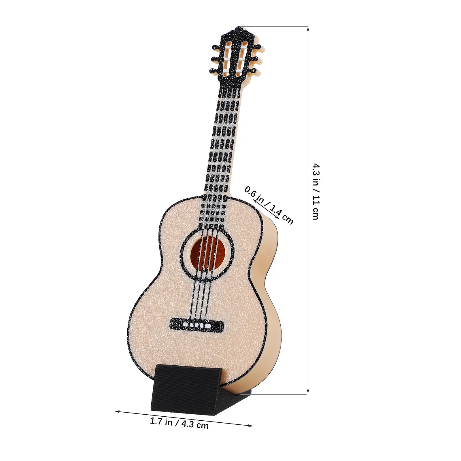 2Pcs Miniature Guitar Compact Design Decorative Musical Instrument Fine Detail Miniature Guitar Display Stand Home Decor Small