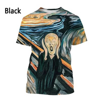 Art Oil Painting Graphic T Shirt For Men Starry Night 3D Printed T-Shirts Summer Casual Short Sleeve Round Neck Loose Tees Tops