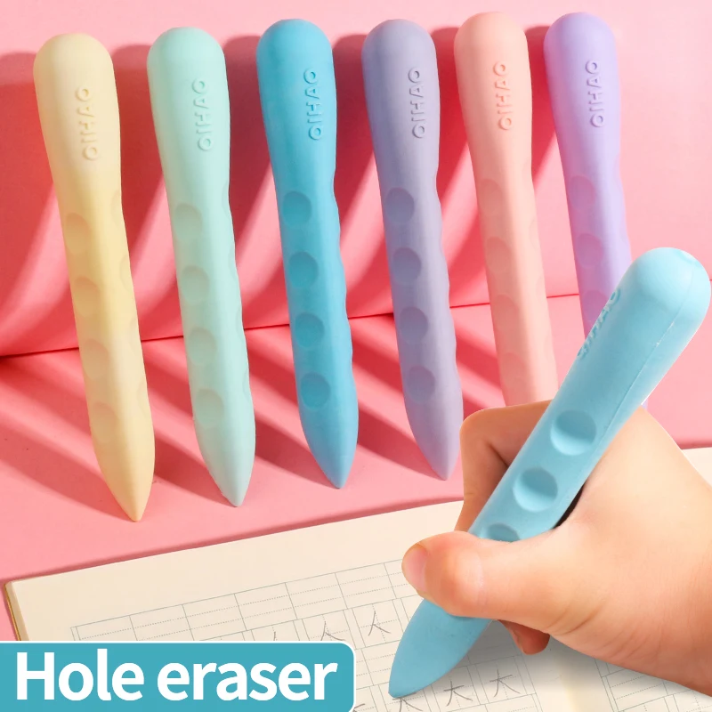 Macaron Kawaii Pencil Hole Eraser Cute Rubber Box Set Correction Children Students School Supplies Stationery Gift