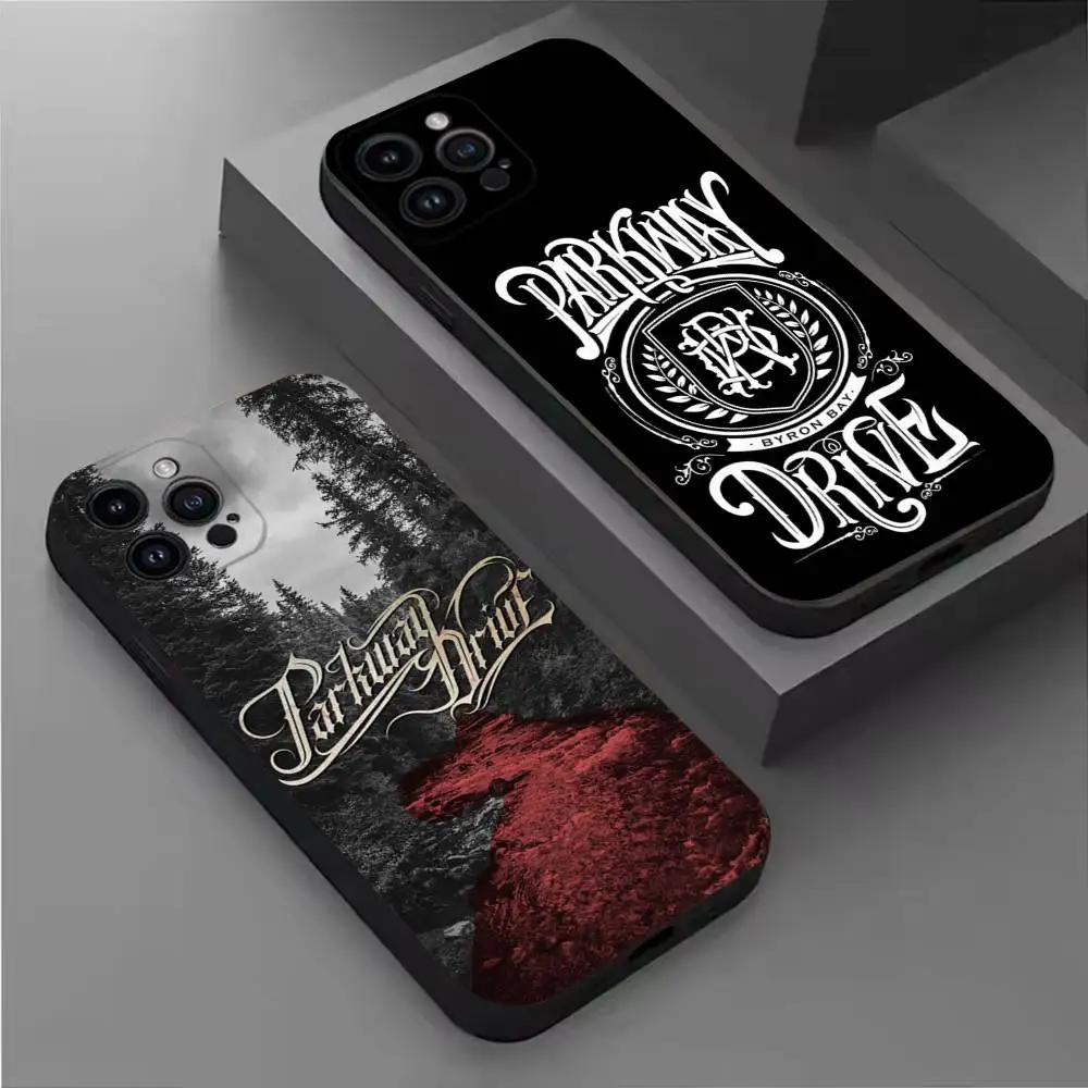 

P-Parkway Drive Phone Case For iPhone 17,16,15,14,13,12,11 Plus,Pro Max,XS,X,XR,SE,Mini,8,7,Soft Silicone Black Cover