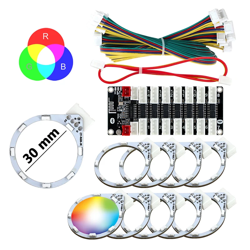 

Комплект RGB Световая панель 28 мм/30 мм Световая плата, светлый цвет можно изменить через приложение для мобильного телефона