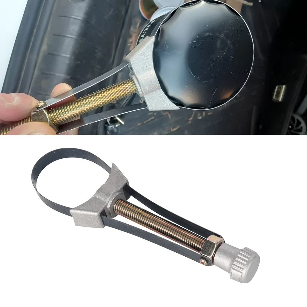 Oil Filter Wrench Heavy Duty Adjustable Steel Strap 60mm-120mm Diameter Universal Car Auto Motorcycle Oil Filter Removal Tool