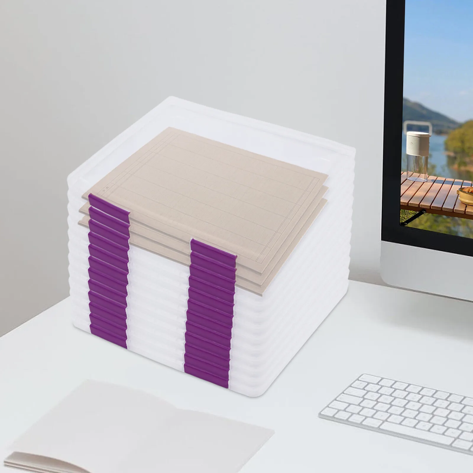 

12-Piece Clear File Boxes, PP Material, Double Buckles, Transparent, For Office, School, Store Documents, Photos Easy To Access
