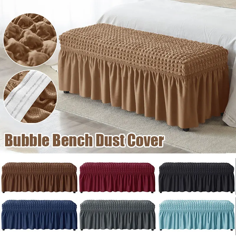 

Long Bench Cover Seersucker Seat Covers Living Home Dining Room Bedroom Piano Decor Stretch Bubble Fabric Stool Cover Washable