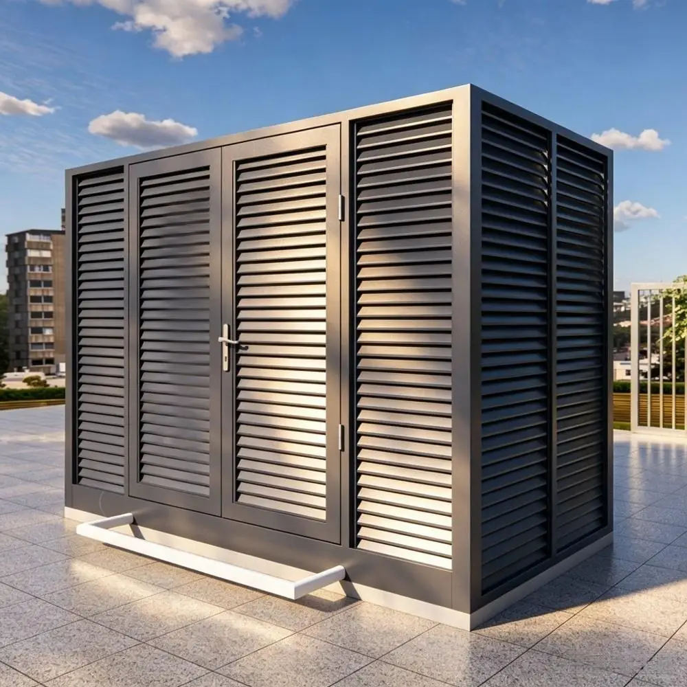 

Modern Aluminum Storage Shed Waterproof Powder Coated Heavy Duty Garden Utility House Outdoor Weatherproof Tool Room
