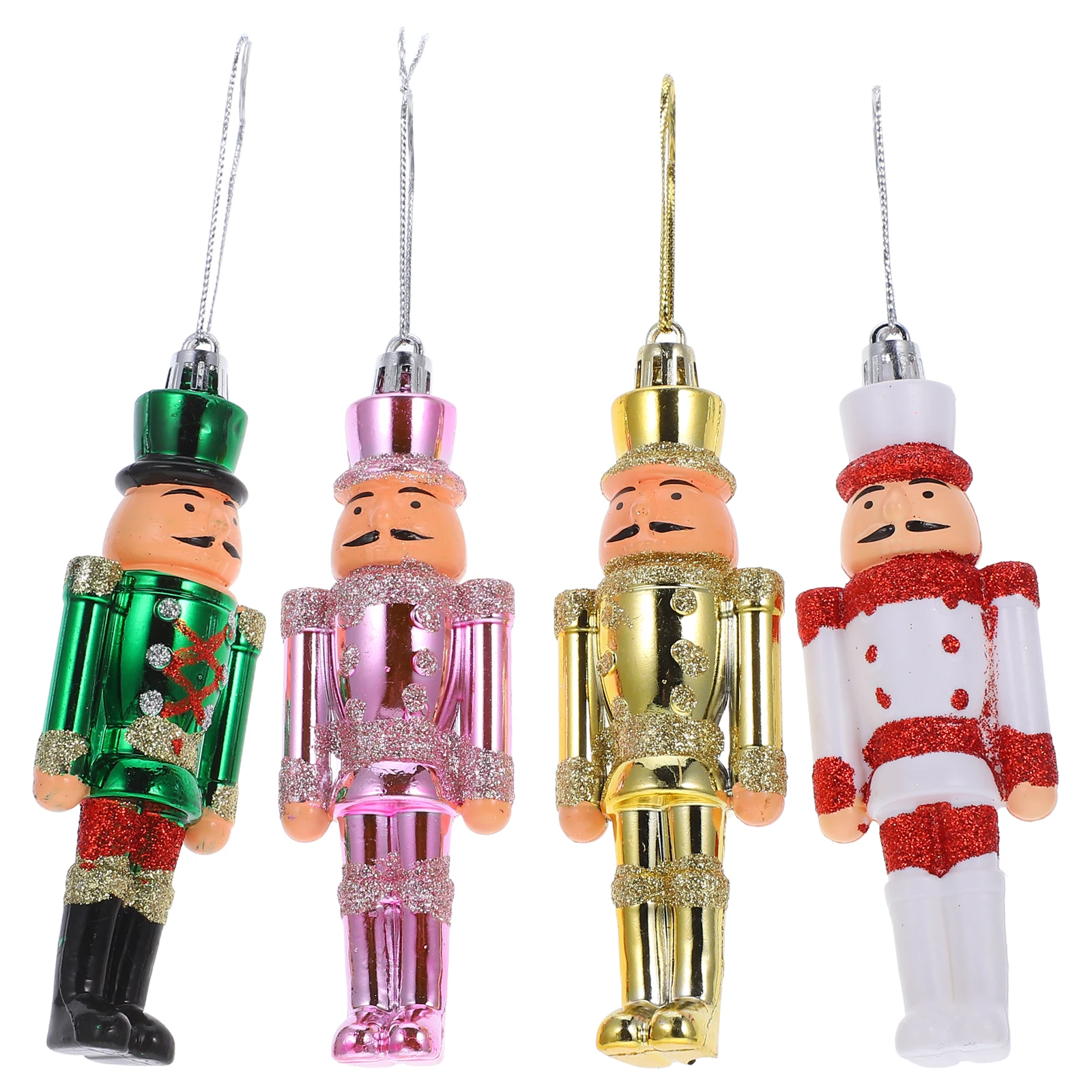 

4 Pcs Nutcracker Pendant Plastic Ornaments Hanging Decor Xmas Tree Craft Christmas Gift Decorations
