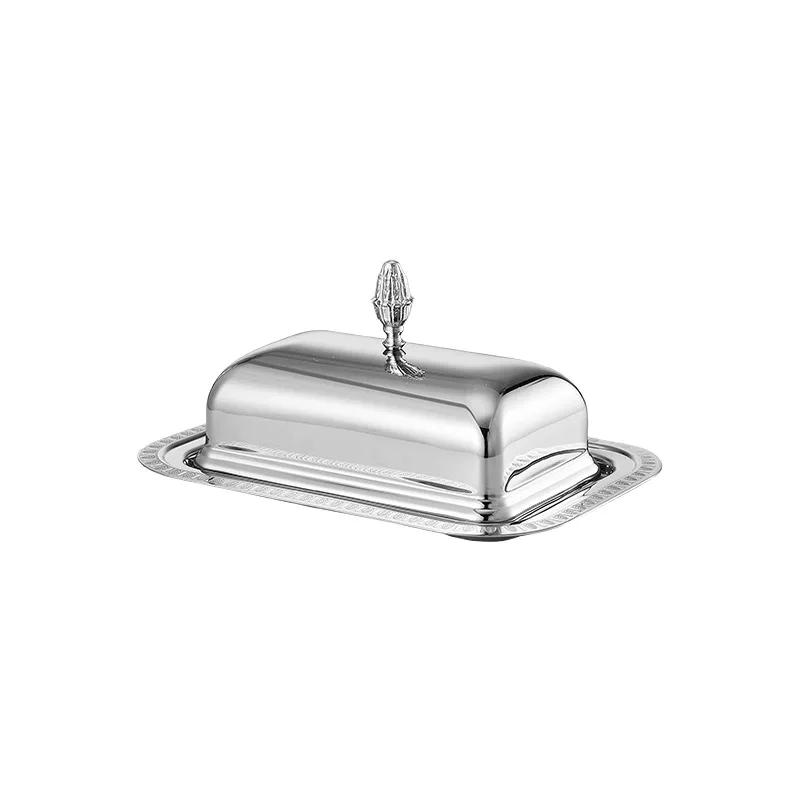 Factory direct sales European-style 304 stainless steel handmade customizable square butter cheese snack platter lid
