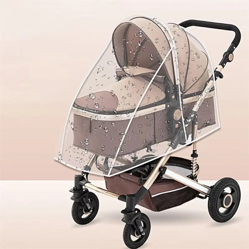 Transparent Baby Stroller Rain Cover Travel Outdoor Baby Pram Rain Cover Waterproof Windproof Pushchair Raincoat view 4