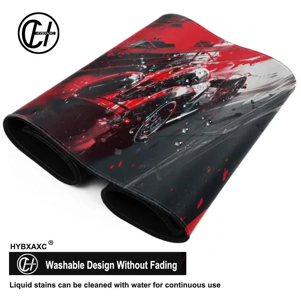 لوحة ماوس لسيارة السباق لطيفة عالية الدقة لوحة مكتب باللونين الأسود والأحمر ممتدة لوحة مفاتيح الألعاب كبيرة الحجم 100 × 50 سم XXL لوحة ماوس الألعاب