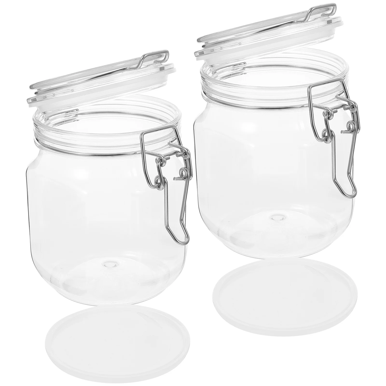 Pot de miel hermétique, pots de Caviar, bouteilles de confiture en verre, petit avec couvercle, plastique Transparent scellé pour animaux de compagnie, 2 pièces