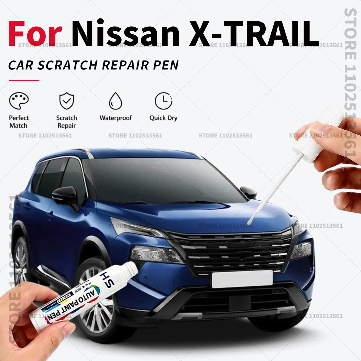 Car Touch Up Paint Pen Quick Repair Scratch Remover Auto Paint Brush Easy Application For Nissan X-TRAIL Black Gray White Blue