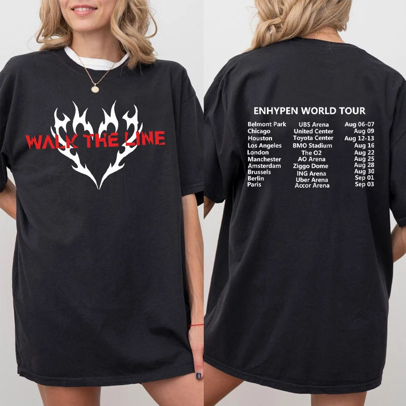 

Walk The Line Tour T Shirt Women Men Causal Cotton Short Sleeve Tshirt Summer Harajuku Kpop Loose T-shirt Woman Clothing
