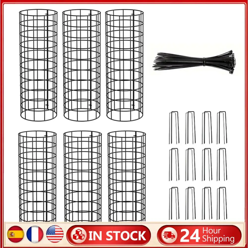 

6 Pcs Tree Trunk Protector with Zip Ties & Stakes Metal Garden Protection Tree Wrap Cage Tree Wraps for Damaged Bark Protector