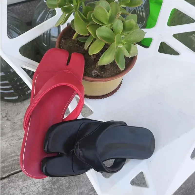 Split toes Flats clogs Sandals Women Slippers Slides Shoes Square Toe Flip Flops Clip Toe Casual Summer Beach Walking Sandalias