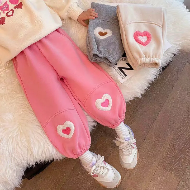 Children's Pants 1-6 Y 2024 Autumn Boys Casual Trousers Girls Double Love Loose Sports Pants Kid's Bundle Footpants