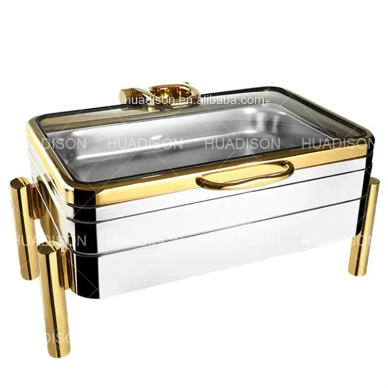 Gold Silver Stainless Steel Hydraulic Chafing Dish Commercial Catering Buffet Food Warmer Stove For Hotel Wedding Banquet Party