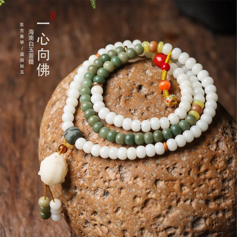 

Белый нефритовый Бодхи с градиентом Будды, ручная подвеска, изысканные культурные украшения ручной работы, элитный модный орнамент ручной работы