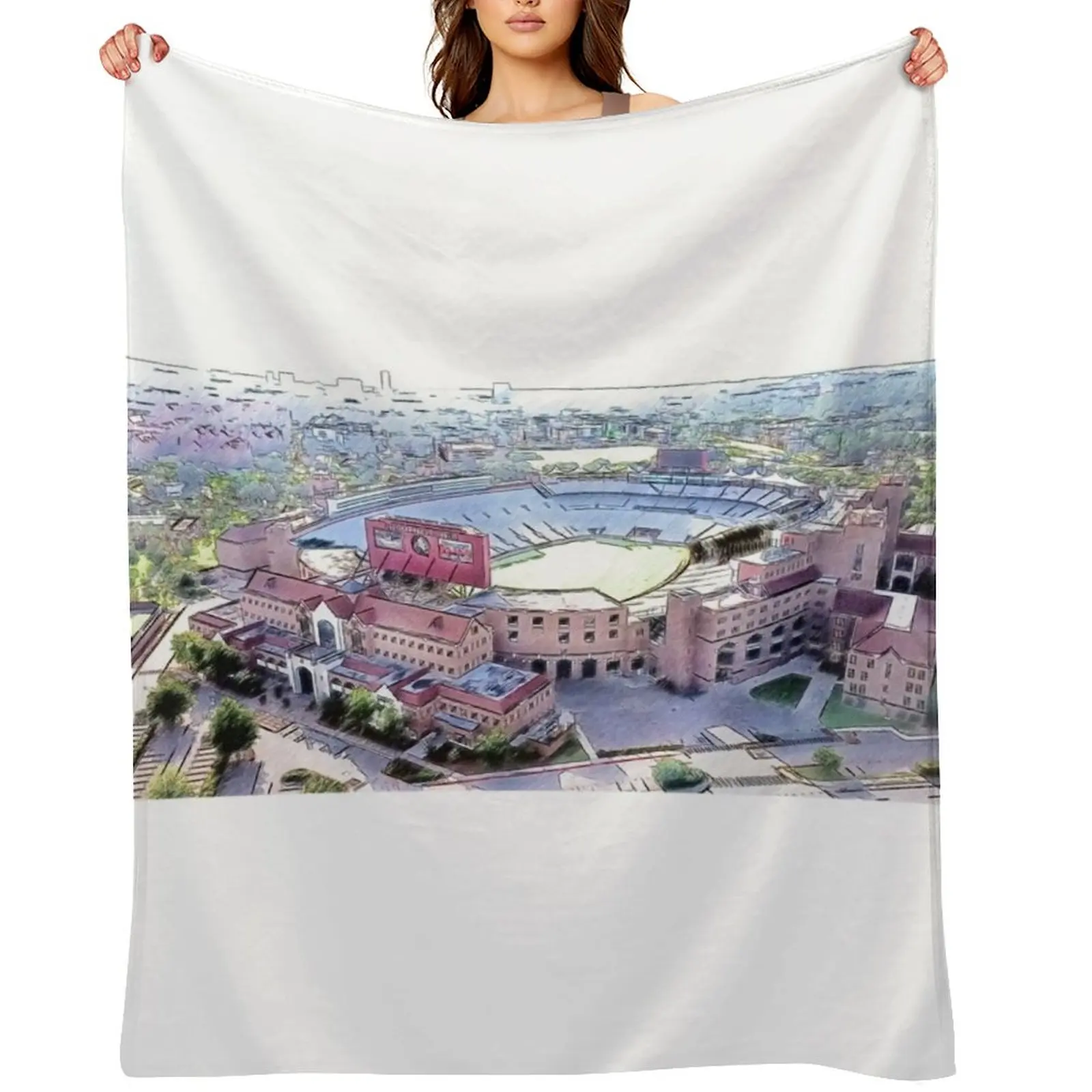 

Aerial of the Doak Campbell Stadium in Tallahassee, Florida - pencil sketch Throw Blanket for babies Custom Cute Hairy Blankets
