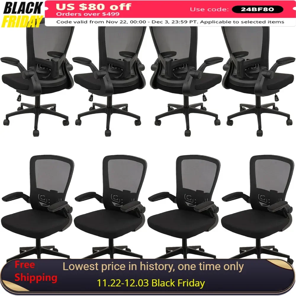 Desk Chairs with Wheels, Ergonomic Mesh Office Chair Adjustable Height and Swivel Lumbar Support Home