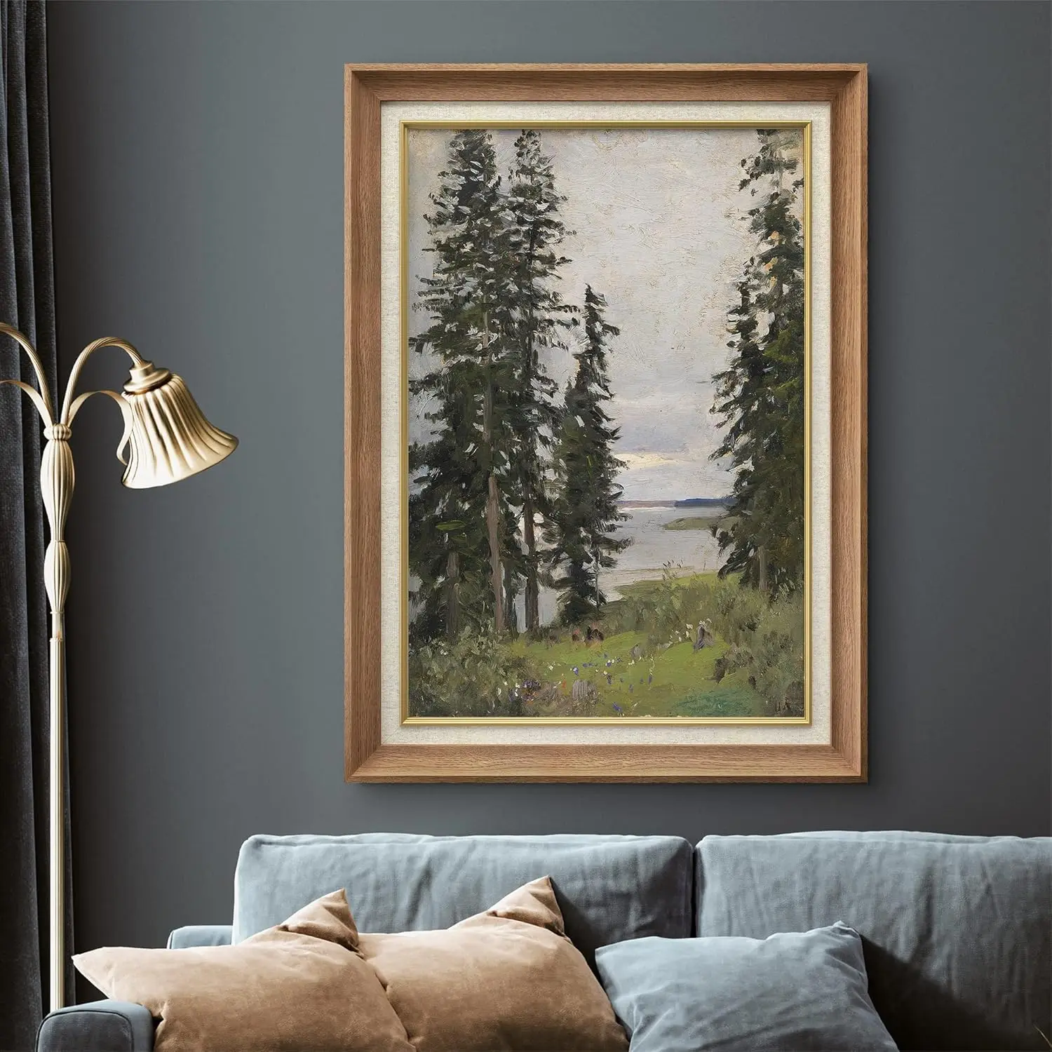 Premium Frame Art Forest by The Lake by Artist Isaac Levitan Classical Historical Illustrations Fine Art Traditional Iconic