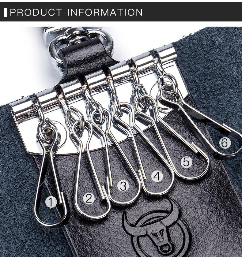 Torba na klucze męska, prawdziwa skóra, miękka, mini, wielofunkcyjna, z wieloma haczykami, pełna ochrona, do noszenia na pasie.