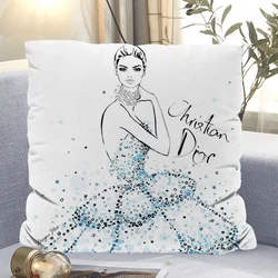 Dior Drawing Sleeping Pillows Cushion Cover 50x50 Home Decorative Pillows for Sofa 45x45 Cushions Covers Pillowcase Pillow 40*40