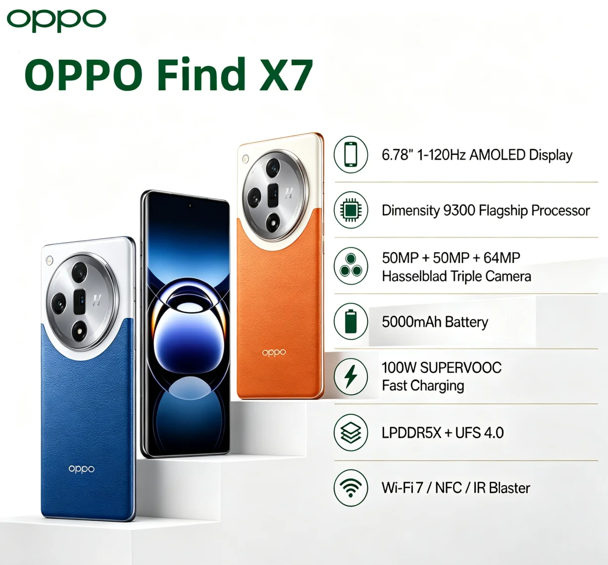 Trending 2026 Brand‑New OPPO Find X7 5G Unlocked Cellphone 6.78 Inch Immersive Large Display Dimensity 9300 Chipset 50MP Rear