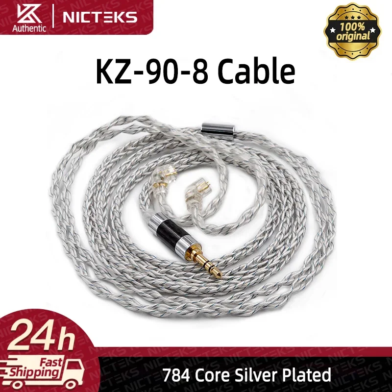 KZ Earphones Cable 8 Core Silver Blue Hybrid 784 Cores Silver Plated Upgrade Cable 2Pin 3.5mm Plug Heaset Wire KZ ZSN ZS10 PRO