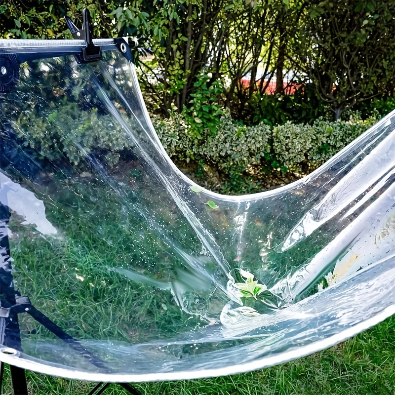 Waterproof Clear PVC Tarp Reinforced Vinyl Cover for Greenhouse, Porch Winter, Outdoor Equipment Windproof Snowproof Cover Patio