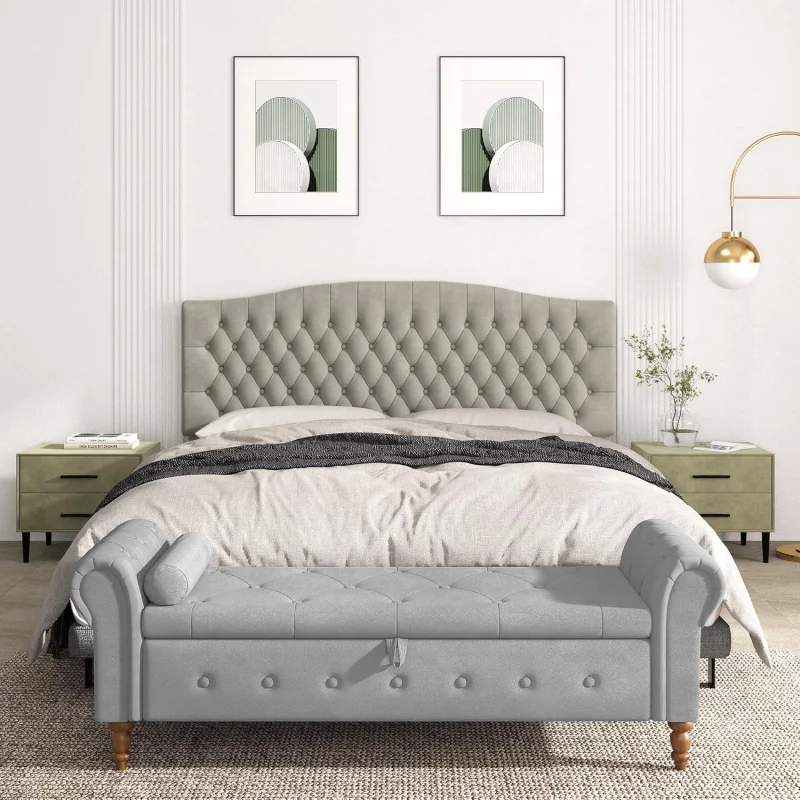 Upholstered Head Board for Adjustable Bed Velvet Tufted Cal King Size Wall Mounted Headboard