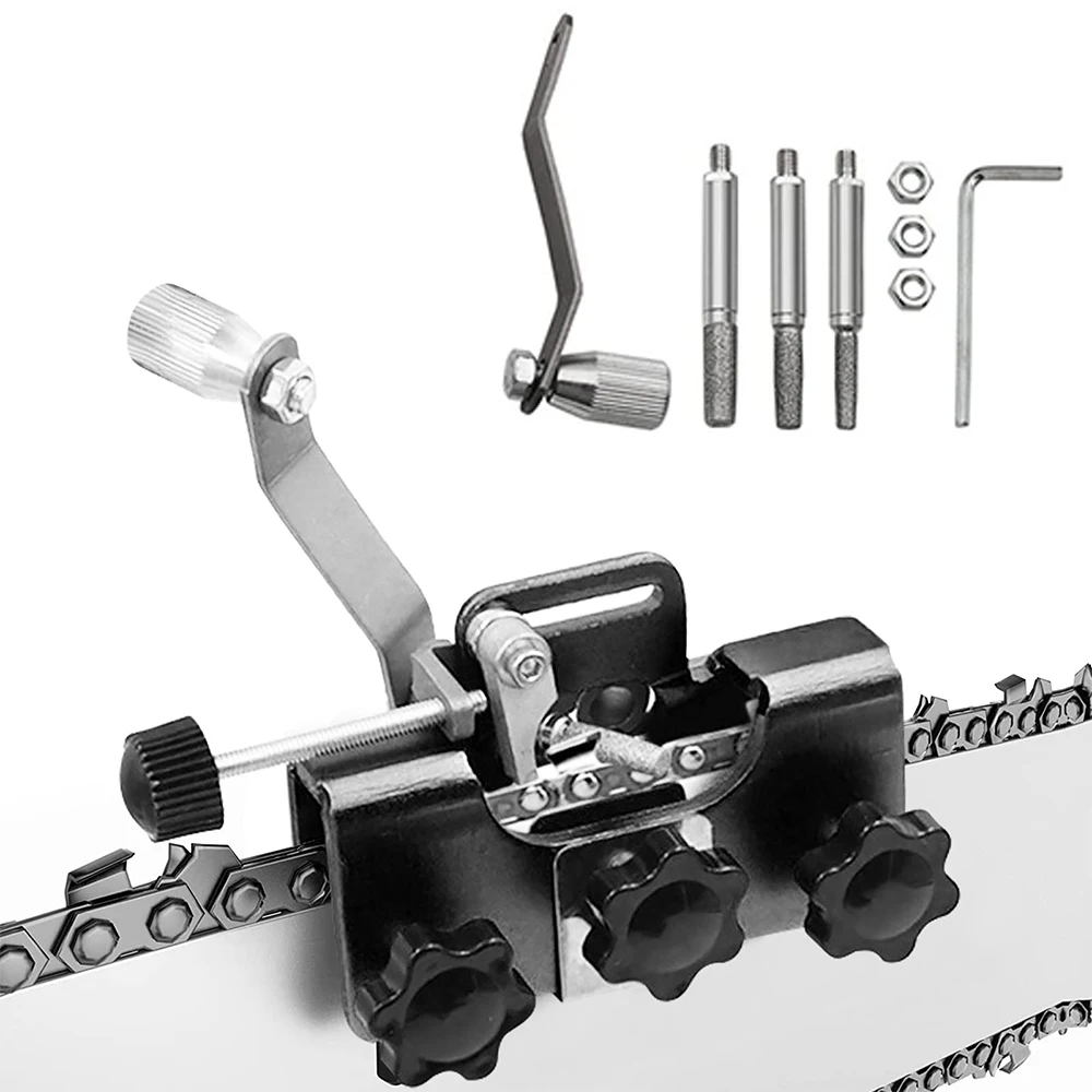 Chainsaw Chain Sharpening Jig, Portable Manual Sharpener For Sharpen With The Hand Crank, Suitable All Kinds Of Saws And Electri