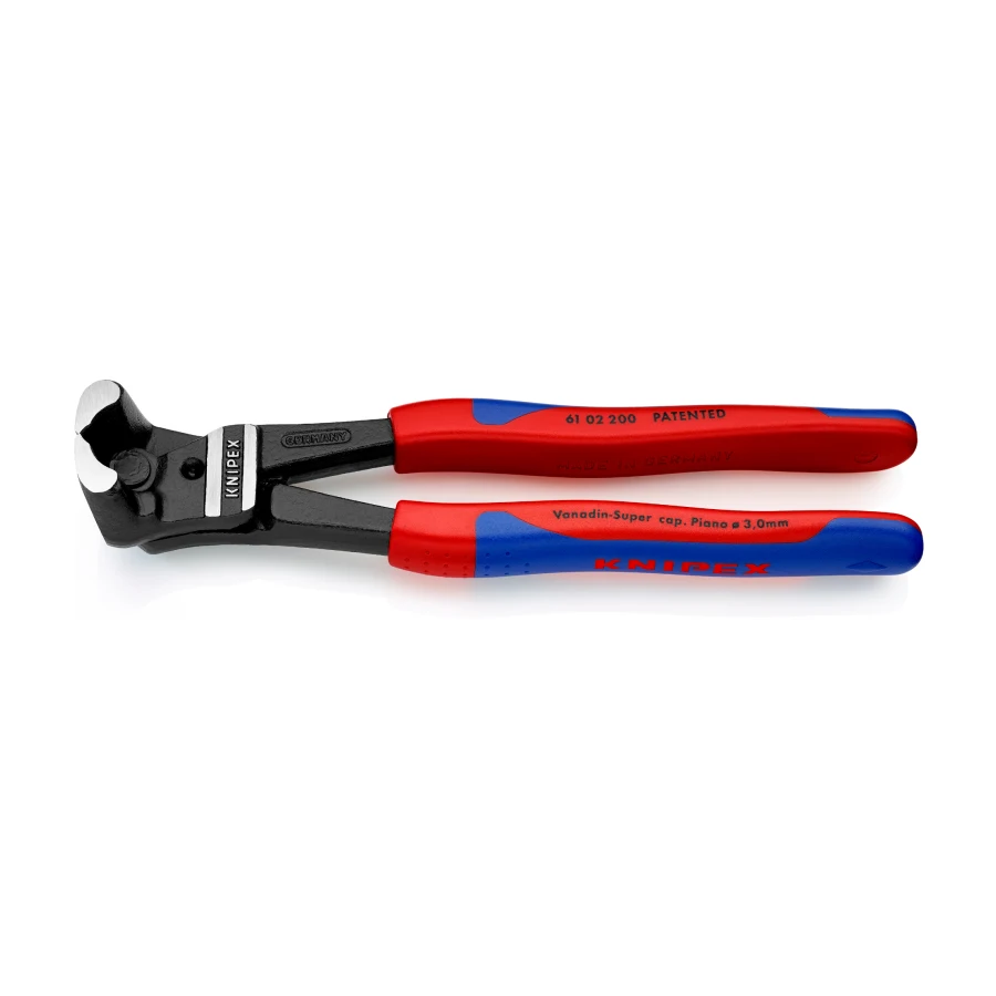 

KNIPEX Bolt End Cutting Nipper High Lever Transmission With Slim Multi-Component Vanadium Electric Steel- Forged Cutter 6102200