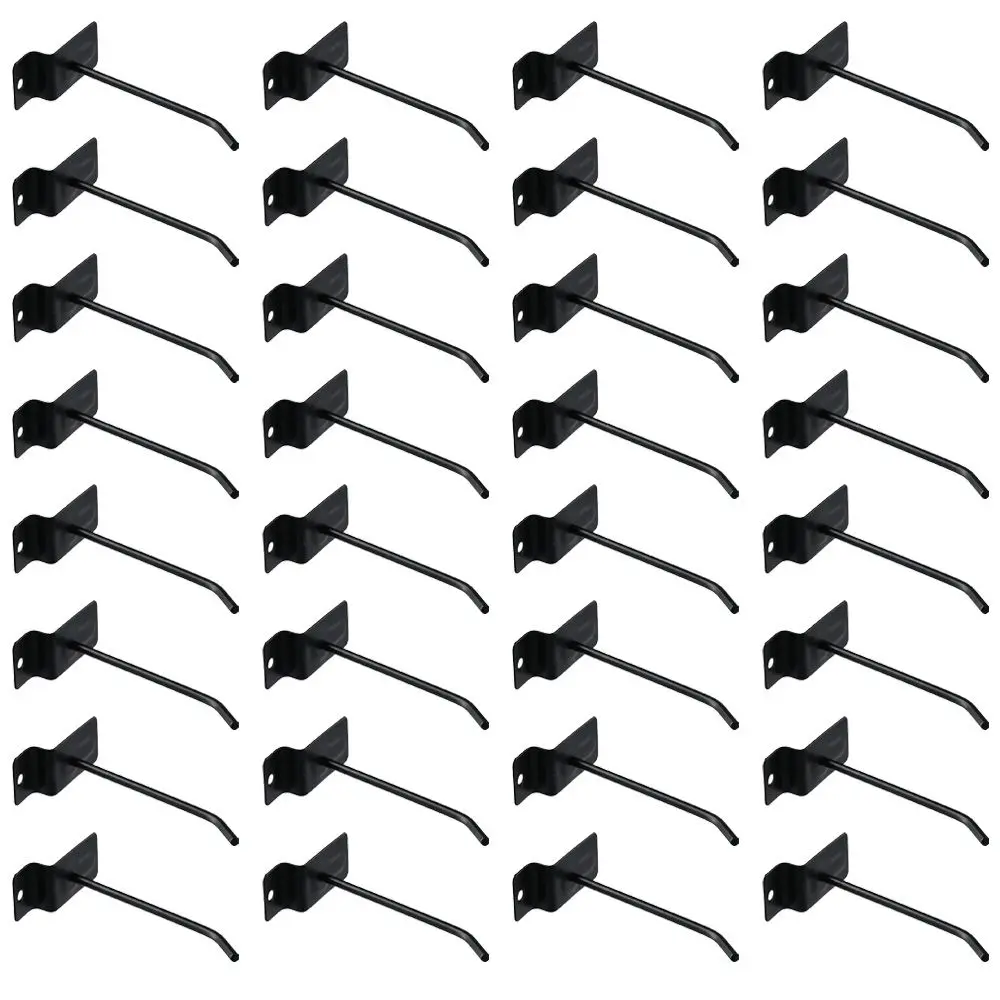 

32Pcs Heavy Duty Black 4'' Slatwall Hooks Stainless Steel Slat Wall Accessories Slatwall Panel Hooks Retail