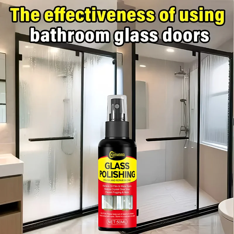 Bathroom Glass Cleaner Efficiently Removes Water Stains White Spots And Soap Residue Restores Clear Look - All-Surface Glass Cle