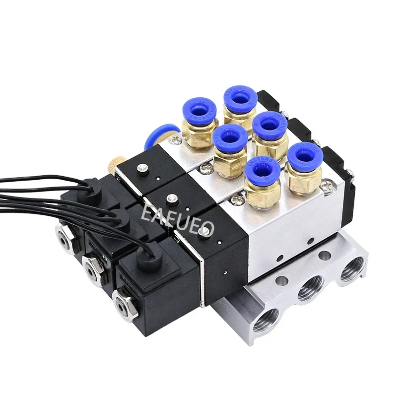 

Solenoid Valve Multi-way Combination 4V110-06 Manifold Stations DC12V 24V AC220V With Fittings 5 port 2 position Solenoid Valves