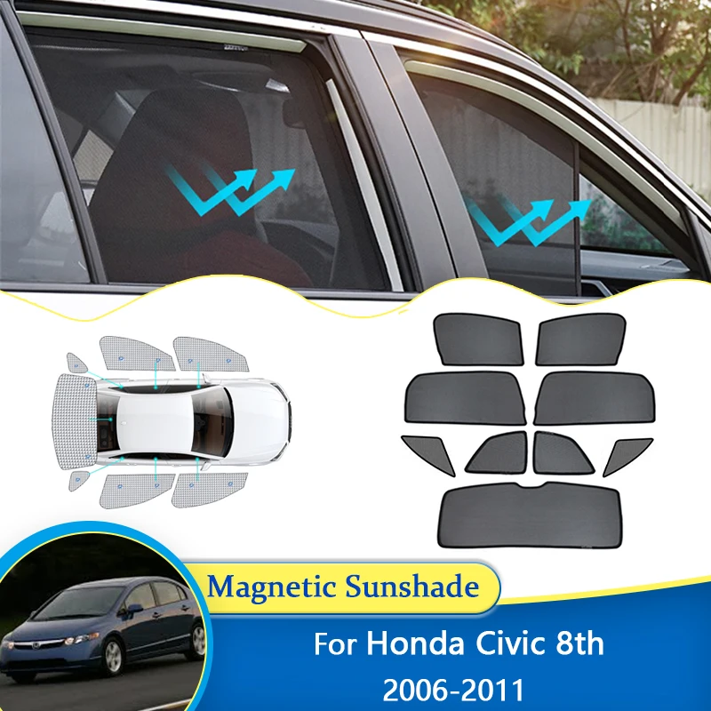 

For Honda Civic 8th 2006 2007 2008 2009 2010 2011 Magnetic Sunshade Light blocking Curtain Privacy Car Accessories Auto Parts