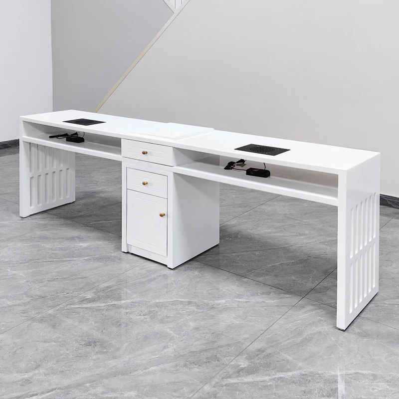 

Professional Premium Nail Table With Dust Collector Modern French Elegant Nail Table Glam Luxury Table Onglerie Salon Furniture