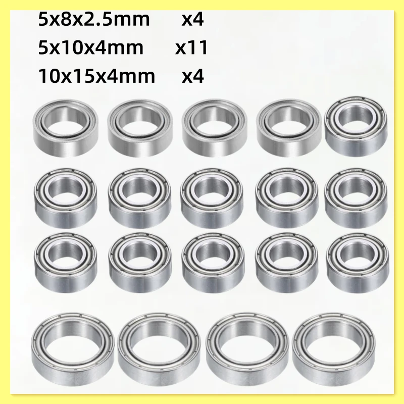19Pcs Sealed Ball Bearing Set for HPI RS4 Sport 3 Flux 1/10 RC Touring Drift Car MR85 MR105 6700 Upgrade Replacement Bearing Kit