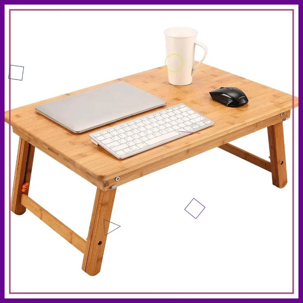 

Large Bamboo Laptop Tray Desk, Foldable Adjustable Floor Table for Study Writing Gaming Breakfast Serving