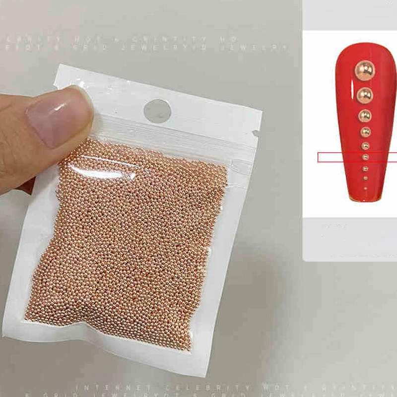50 g/worek -1mm kawior stalowe małe koraliki do paznokci 3D złota/srebrna stalowa kulka zawieszki do paznokci DIY lustro ze stali nierdzewnej kulka do Manicure — zdjęcie 4