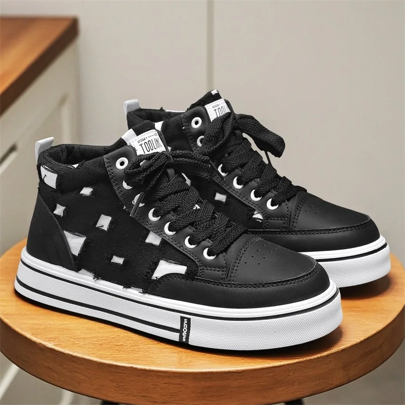 

Flat Sole Fashion Men Casual Shoes 2025 Autumn Sneakers Fashion Comfortable Breathable Footwear High Top Lightweight Ankle Boots