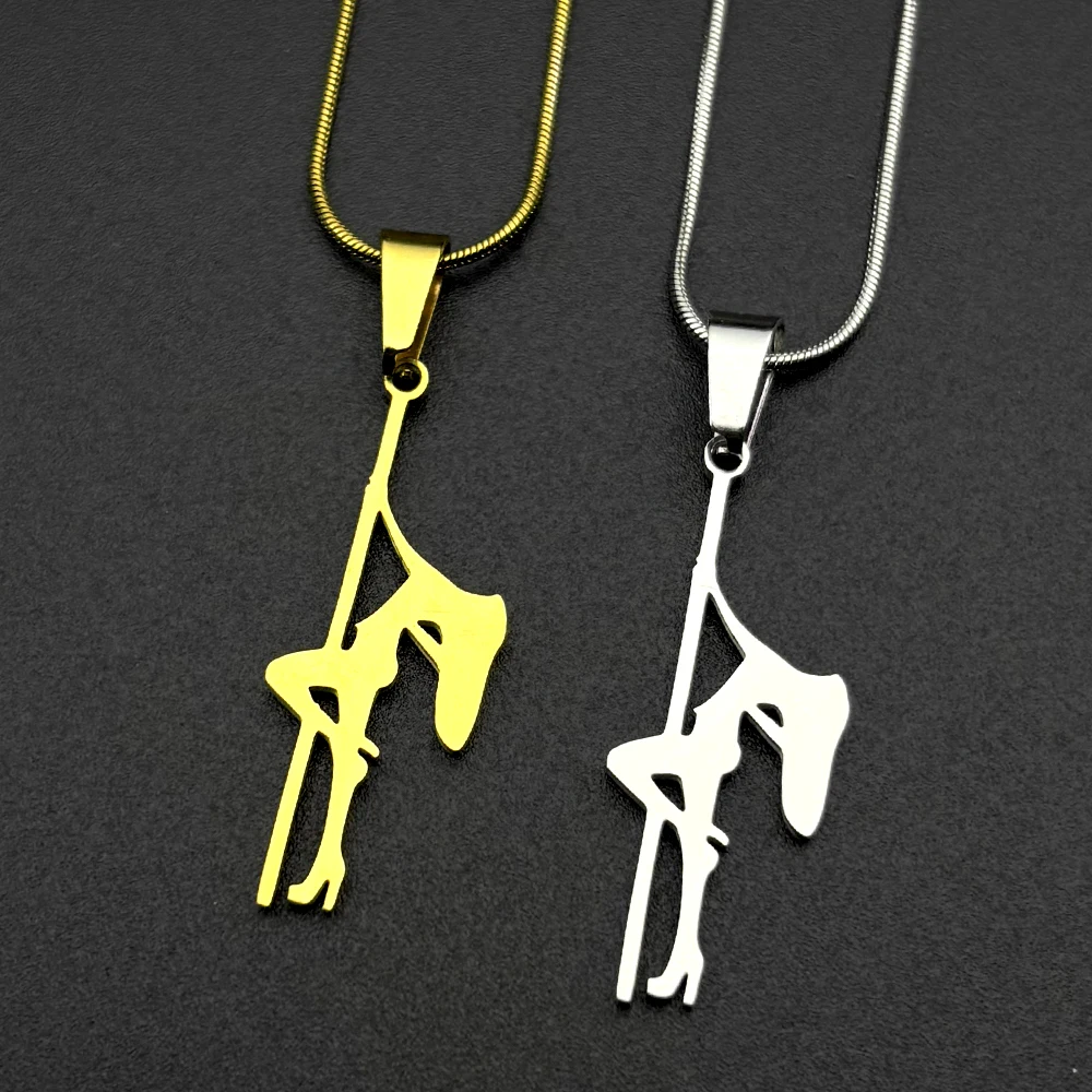 Pole Dance Mädchen Musikalische Kette Frauen Männer Edelstahl Goldfarben Kunstliebhaber Rhythmische Gymnastik Anhänger Halskette Schmuck Geschenke – Detail 4