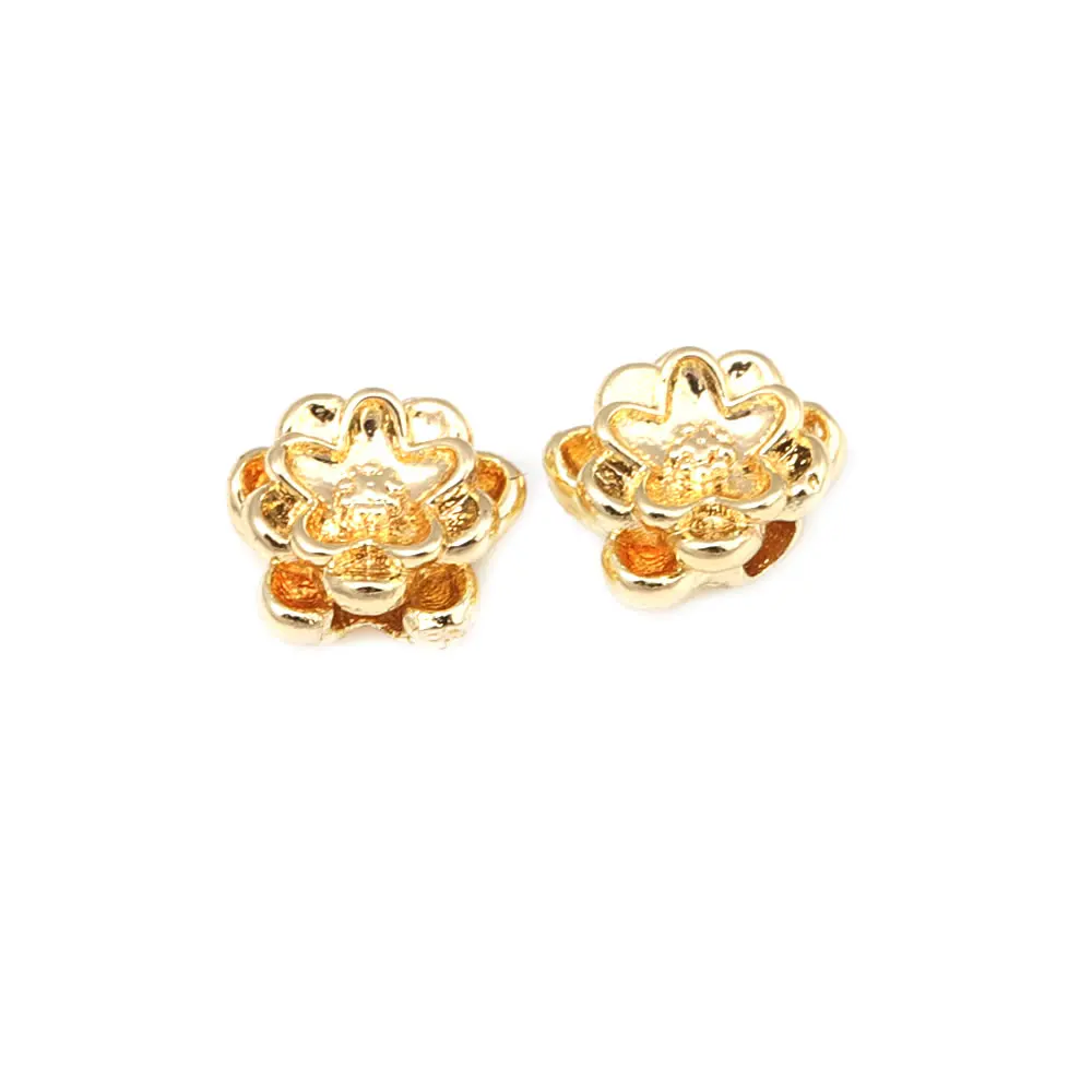 18K Gold Color Matte Gold Color Brass Flower Bracelets Spacer Beads Diy Jewelry Making Supplies Bracelets Accessories for Women