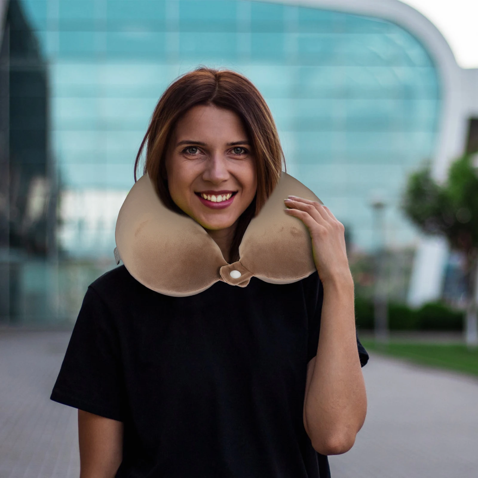 

Memory Foam Neck Pillow U Shape Travel Cervical Soft Crystal Velvet Material Lightweight Portable For Airplane Car