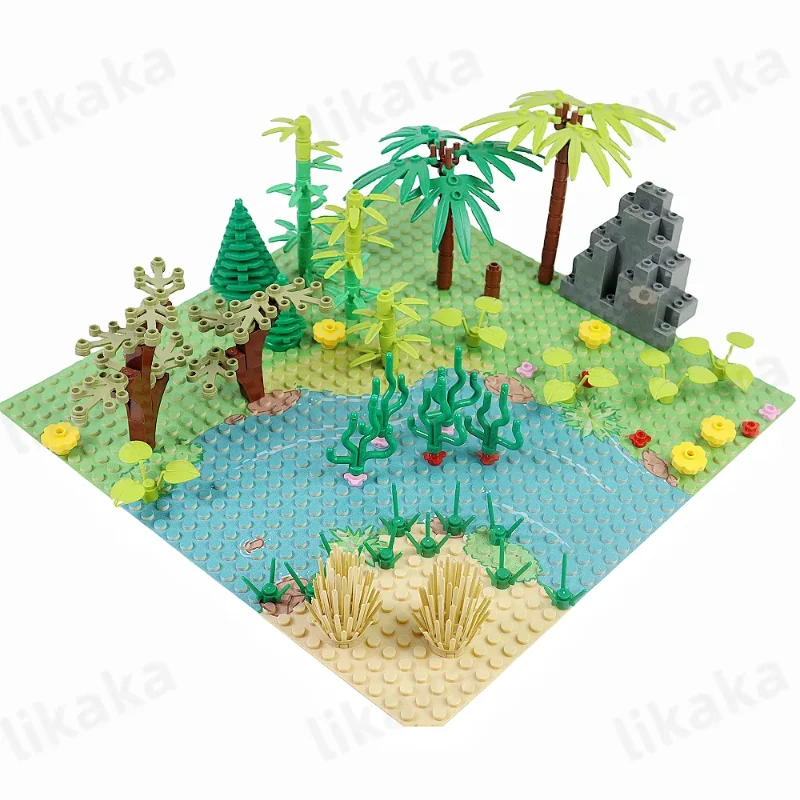 100PCS Tree Plants Accessories Parts Building Blocks Toys Compatible Grass Hills Bush Jungle Blocks MOC City Friends Bricks